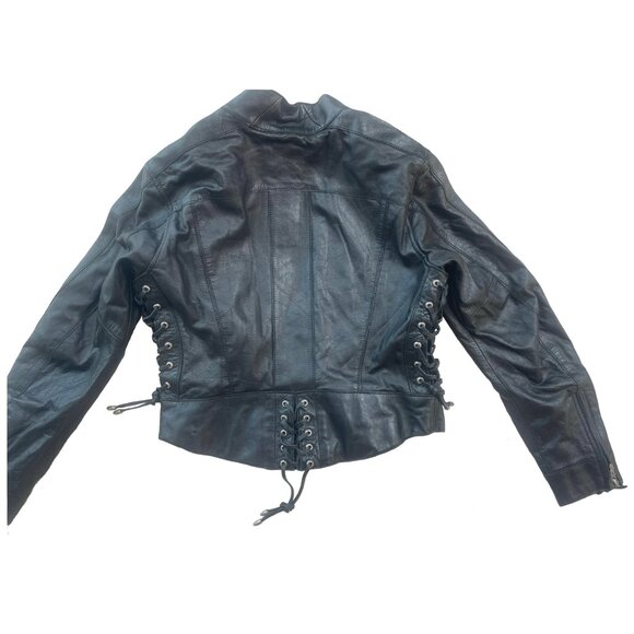BEAUTIFUL HARLEY DAVIDSON butter Soft Leather Jacket! Velvet Lining! LACES  S/M - Picture 2 of 16